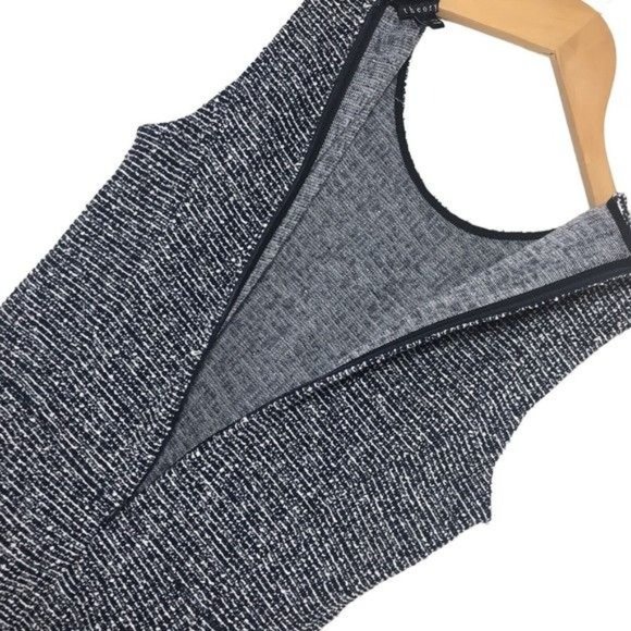 Theory Tillora Tweed Skater Dress Sleeveless A-Line Mini Navy White Women’s Sz 2 - Picture 6 of 12